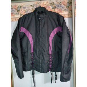 Vance Leather L Black Purple Butterfly Mesh Biker Riding Removable Lining Jacket